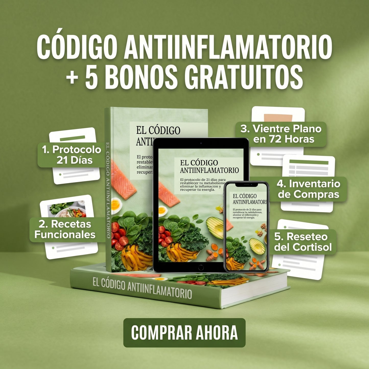 El Código Antinflamatorio: Protocolo de 21 días para restablecer tu metabolismo, eliminar la inflamación y recuperar tu energía.